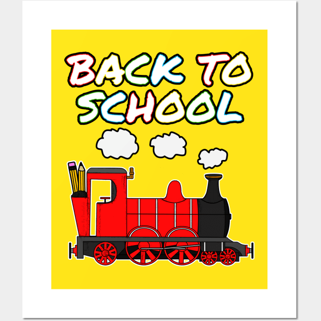 Back To School Steam Train (Red) Wall Art by doodlerob